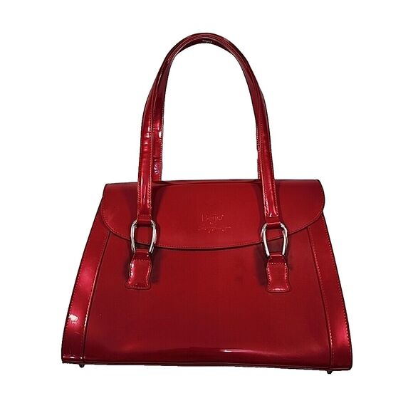 Beijo by Susan Handley Purse Satchel Red/Cranberry Patent Medium Handbag - Picture 1 of 16